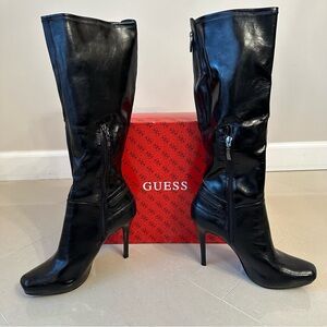 Guess black knee high heeled boots